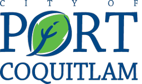 A white, blue and green logo that reads "City of Port Coquitlam".