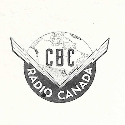Black and white CBC - Radio Canada logo used between 1940 and 1958 from a letterhead.