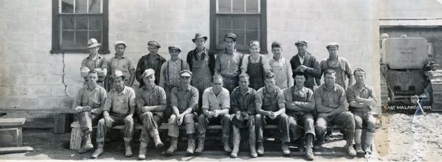Picture of a group of miners from the East Malartic Mine in 1939