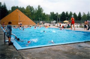 Picture of the campground pool in Malartic, c. 1970