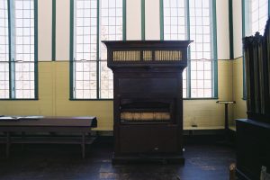 The mechanical organ built by Richard Coates in 1820 for the Children of Peace. This is the oldest organ built in Ontario.