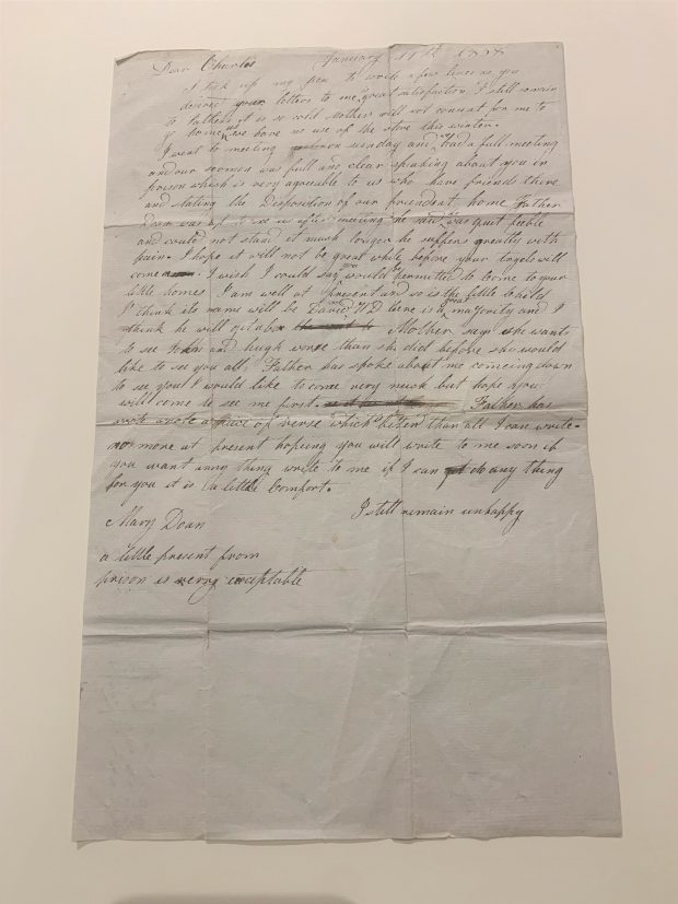 Mary Doan's letter to Charles Doan in jail.