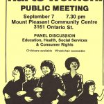 “This Budget Hurts Women” public meeting poster