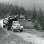 Logging Truck at Beaton, and Henry Gunterman House, 1953