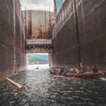 Sinixt Canoe Journey in the Locks at Hugh Keenleyside Dam, 2022