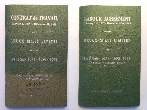 Two cover pages of the 1969 employment contracts in French and in English.