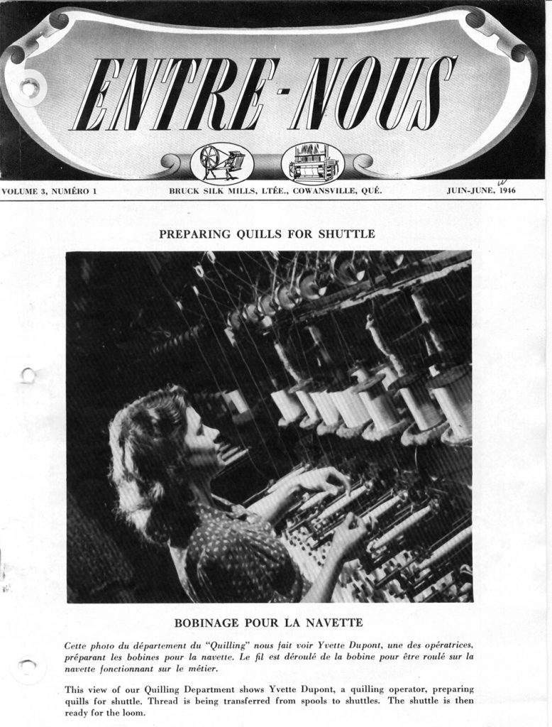Cover page showing an operator preparing the spools for the loom shuttle.