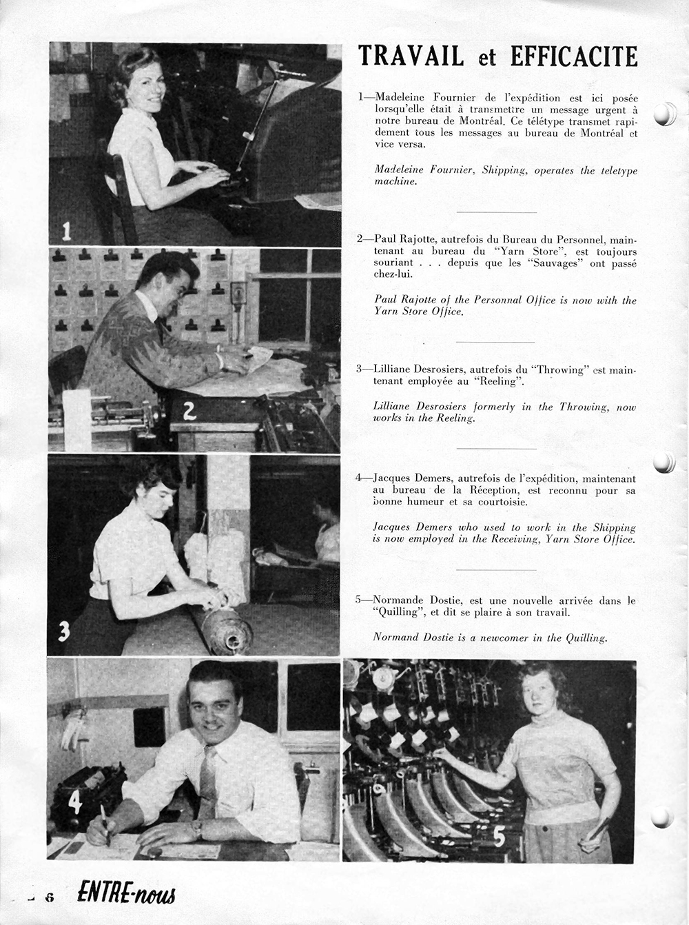 Magazine page showing workers at their workstations.