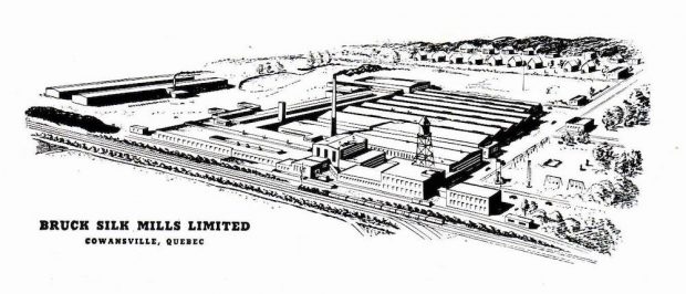 Drawing showing an aerial view of industrial buildings
