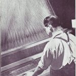 Weaver in front of a Jacquard loom