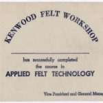Kenwood Felt Workshop Certificate
