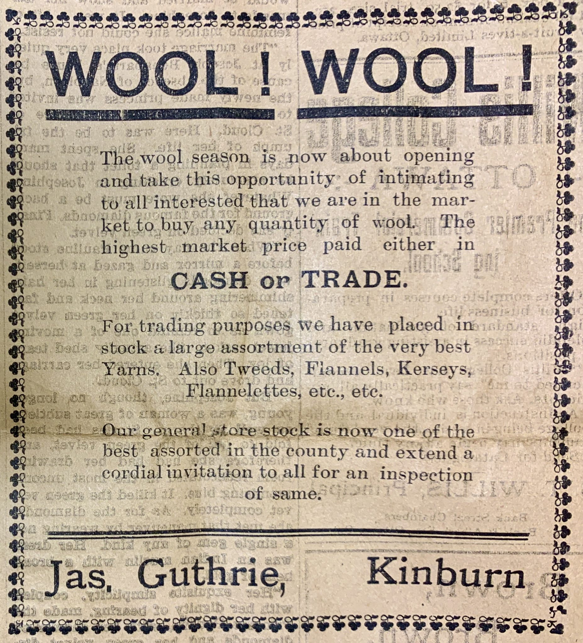 Advertisement For The Purchase Of Wool Unravelling The Yarn The