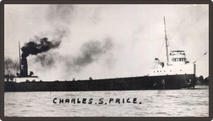 Black and white photo of a very large steamboat