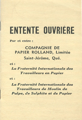 Cover page of a collective agreement, listing the names of the parties.