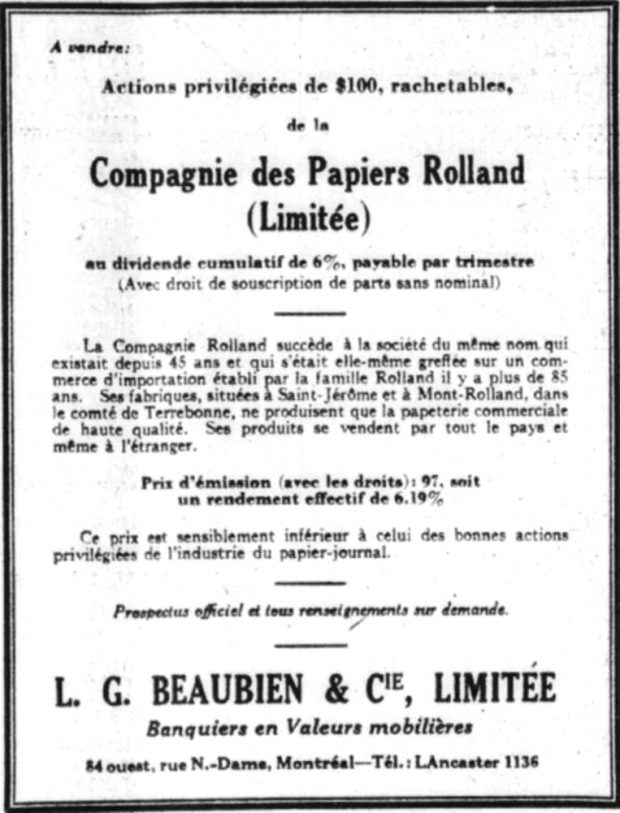 Advertisement for the sale of shares, including information about the price and interest rates, and a brief history of the company.