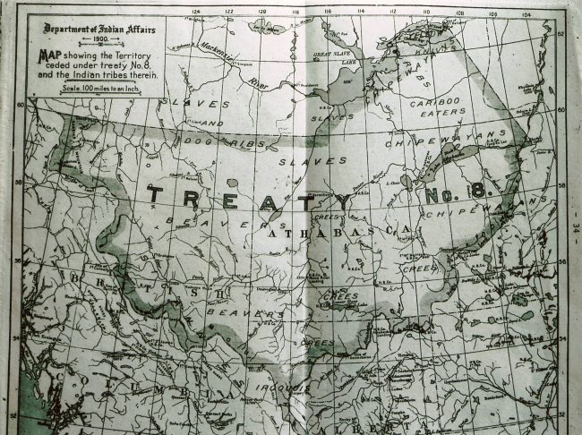 An original map from the Department of Indian Affairs showing Treaty No. 8 in 1900.