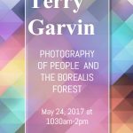 A coloured flyer of pastel colour of pink, purple, bluish, green, yellowish with the following information Women working group presents Terry Garvin Photography on May 24, 2017.