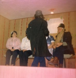 Two men and three women perform a Skit in a concert in Parkers Cove