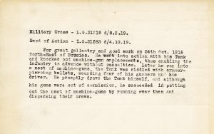 Military Cross Citation 1919 Gray, James Roy. Queen’s Remembers, Queen’s University Archives. Accessed 18 March 2017. Web.