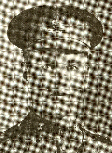 Portrait of a soldier wearing peak hat.