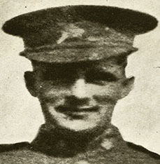 Portrait of a soldier wearing a peak hat.