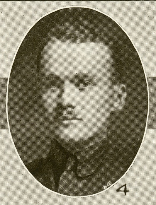 Portrait of a soldier. He has a moustache.