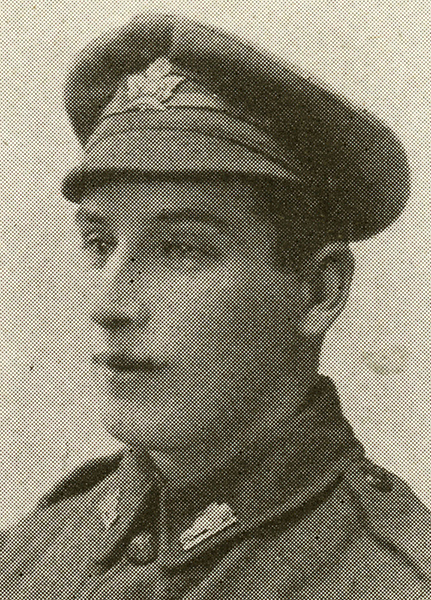 Portrait of a soldier wearing peak hat.