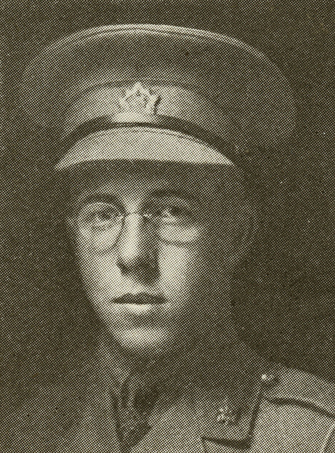 Portrait of a soldier wearing peak hat.