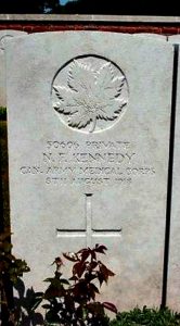 Pte. Kennedy’s Military Grave, France. VAC. “Grave Marker.” CVWM. Accessed March 29, 2017. Web.
