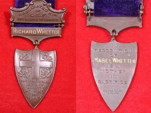 International Order of Allied Mothers in Sacrifice Issued to Mabel Whetter, ca. 1920, courtesy of John White of London, ON. Photograph by RCRM, 2017.