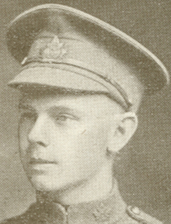 Portrait of a soldier wearing peak hat.