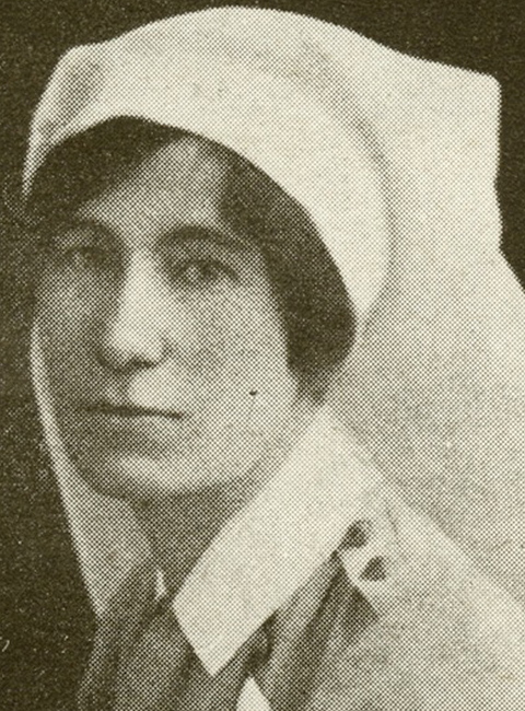 Portrait of a female wearing the nursing sister cape.