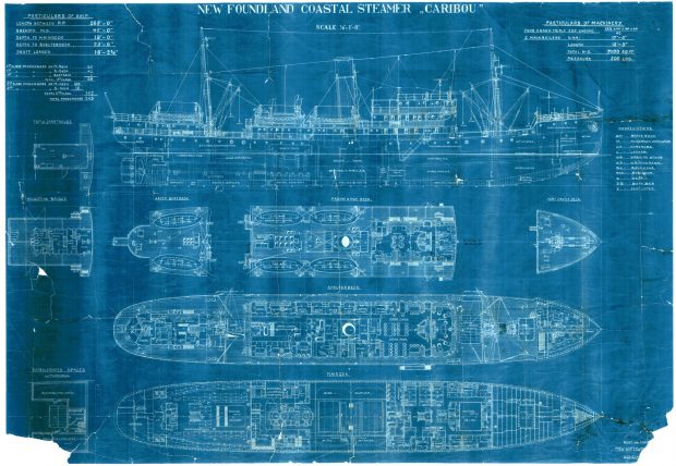 blueprint plans of a steamship