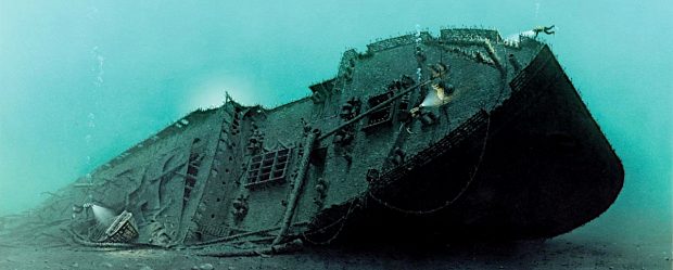 large shipwreck on the seafloor