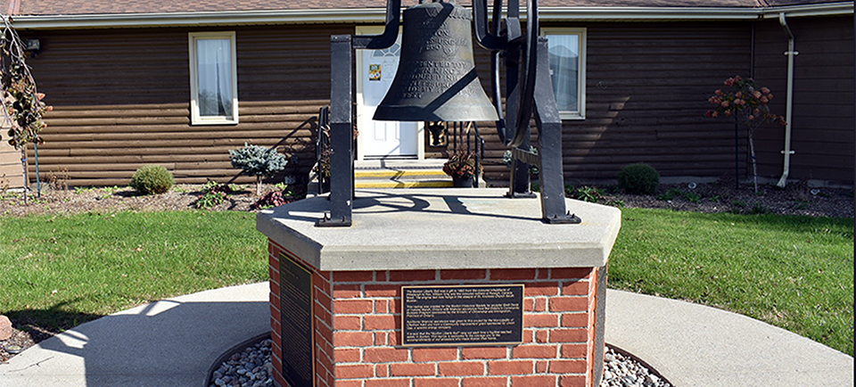 The Liberty Bell at the Buxton National Historic Site and Museum.