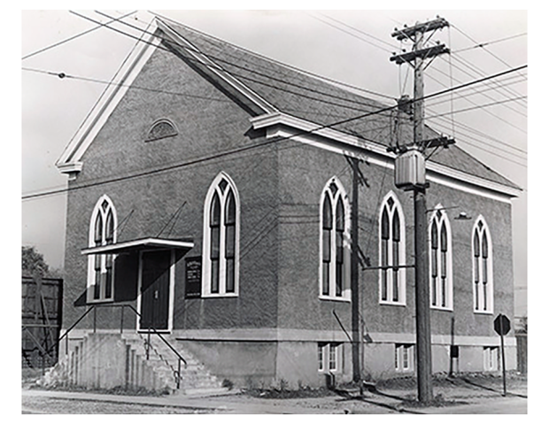 Black-and-white photograph of the historic Salem Chapel British Methodist Episcopal (BME) Church in St. Catharines.
