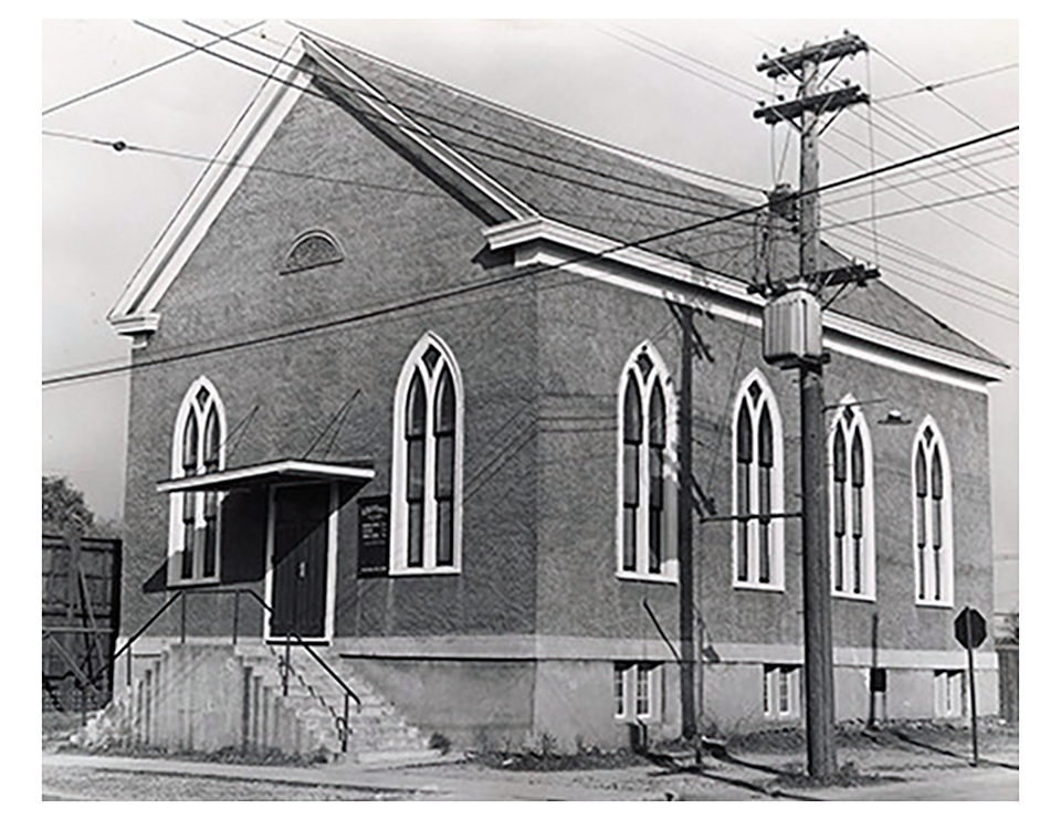 Black-and-white photograph of the historic Salem Chapel British Methodist Episcopal (BME) Church in St. Catharines.