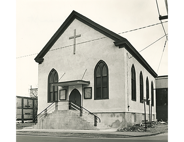 Black-and-white photograph of the historic Salem Chapel British Methodist Episcopal (BME) Church in St. Catharines.