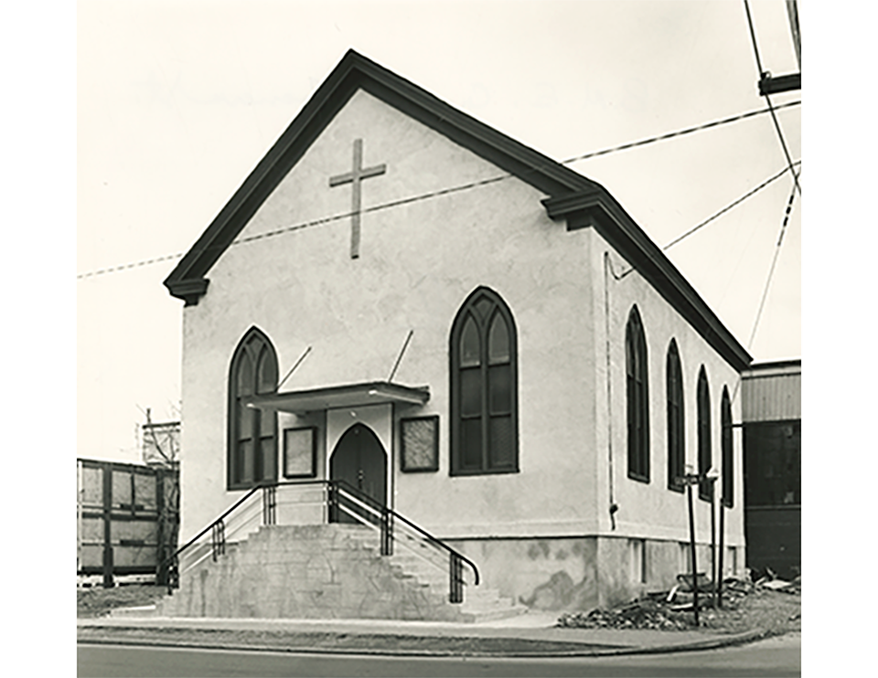 Black-and-white photograph of the historic Salem Chapel British Methodist Episcopal (BME) Church in St. Catharines.