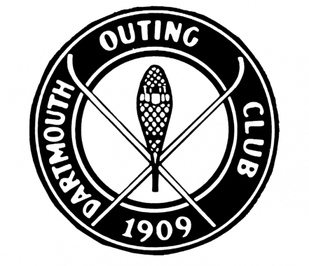 Logo of the Dartmouth Outing Club showing a snowshoe and skis and the date 1909.