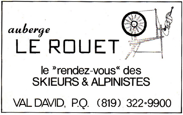 Business card from Auberge Le Rouet, located in Val-David.
