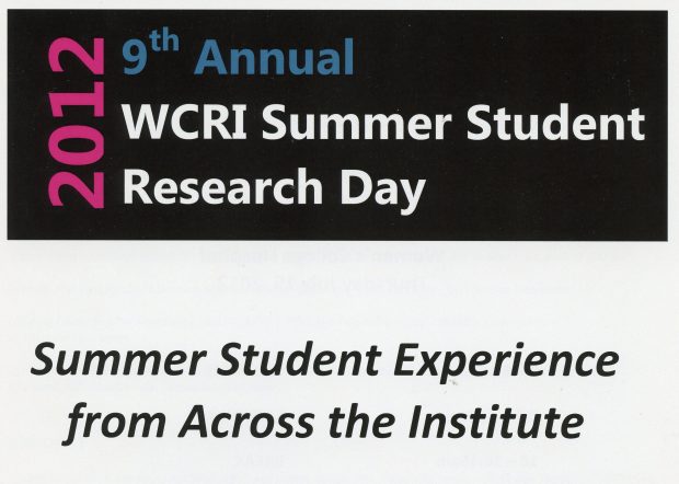 '2012 WCRI Summer Student Research Day' banner.