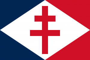 the ensign of the Free French Navy, featuring the cross of Lorraine