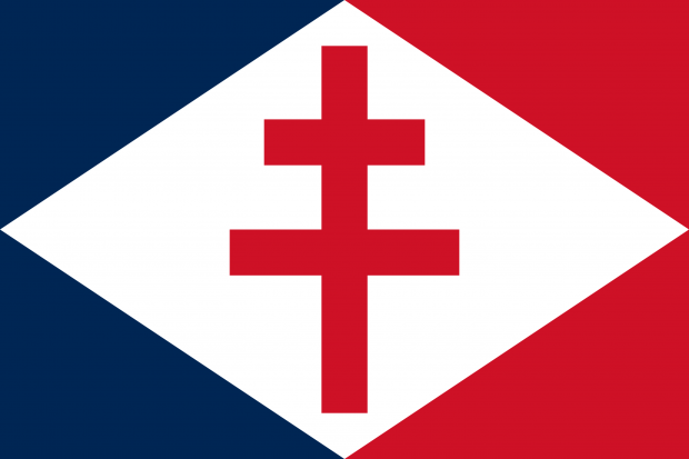 the ensign of the Free French Navy, featuring the cross of Lorraine