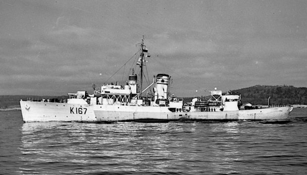 photo of Royal Canadian Navy corvette warship K167