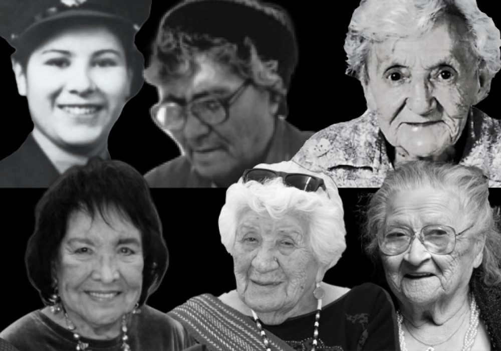 A graphic showing photos of women in black and white