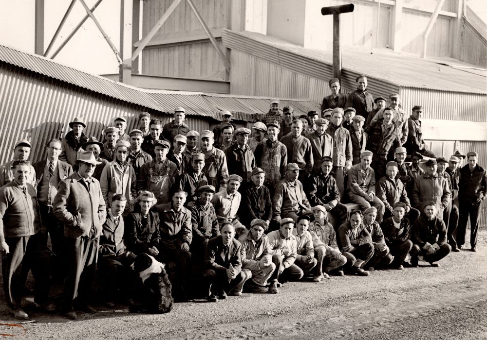 Quarry workers posing outside of North American Cyanamid.