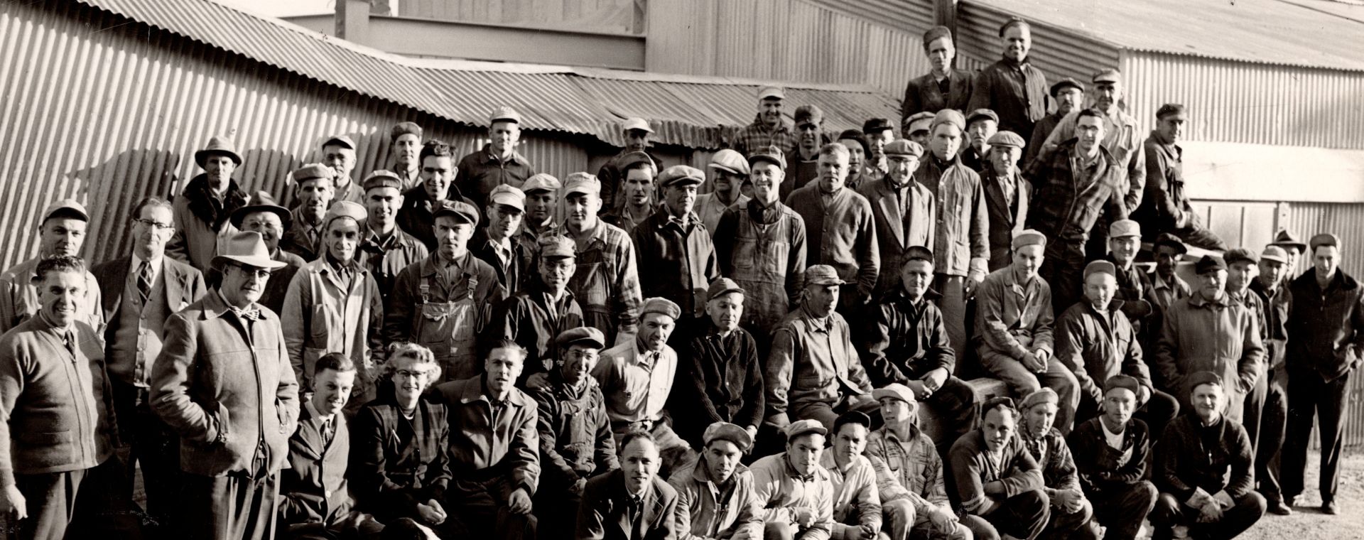 Quarry workers posing outside of North American Cyanamid.